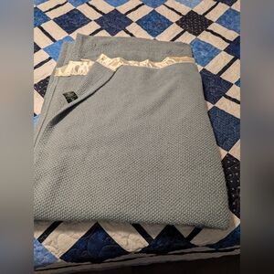 Ralph Lauren  Blue ,greyish Waffle Weave Blanket With Satin Trim. Queen Size.